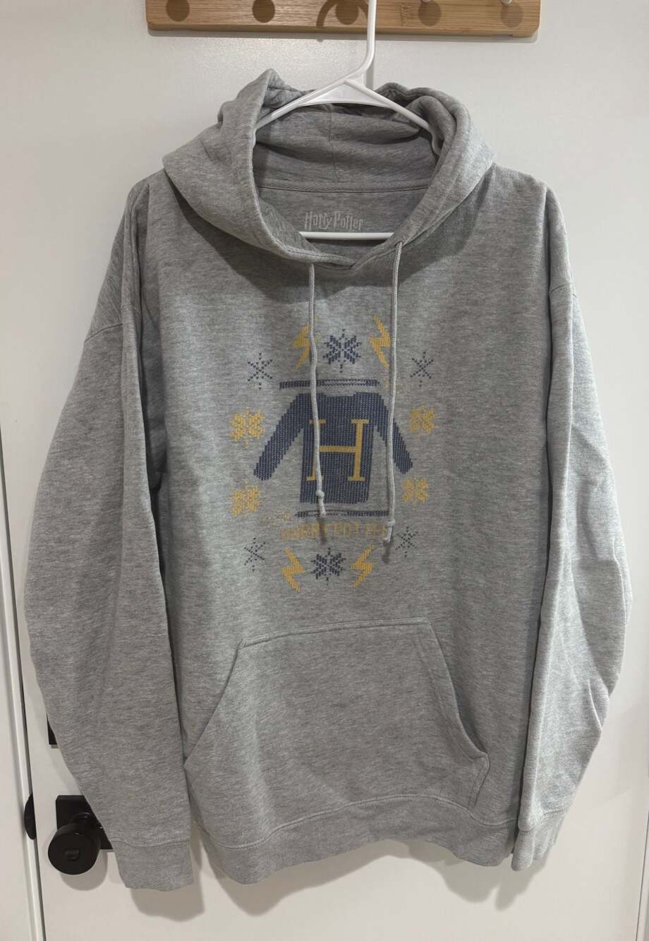 Harry Potter Ugly Christmas Sweater Graphic Gray Pullover Hoodie Sweatshirt